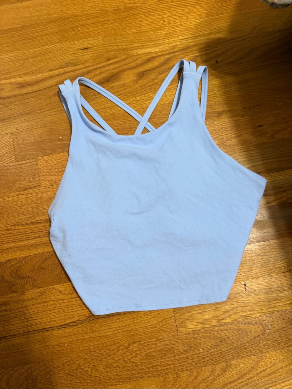 Athleta Light Blue Strappy Cropped sports bra